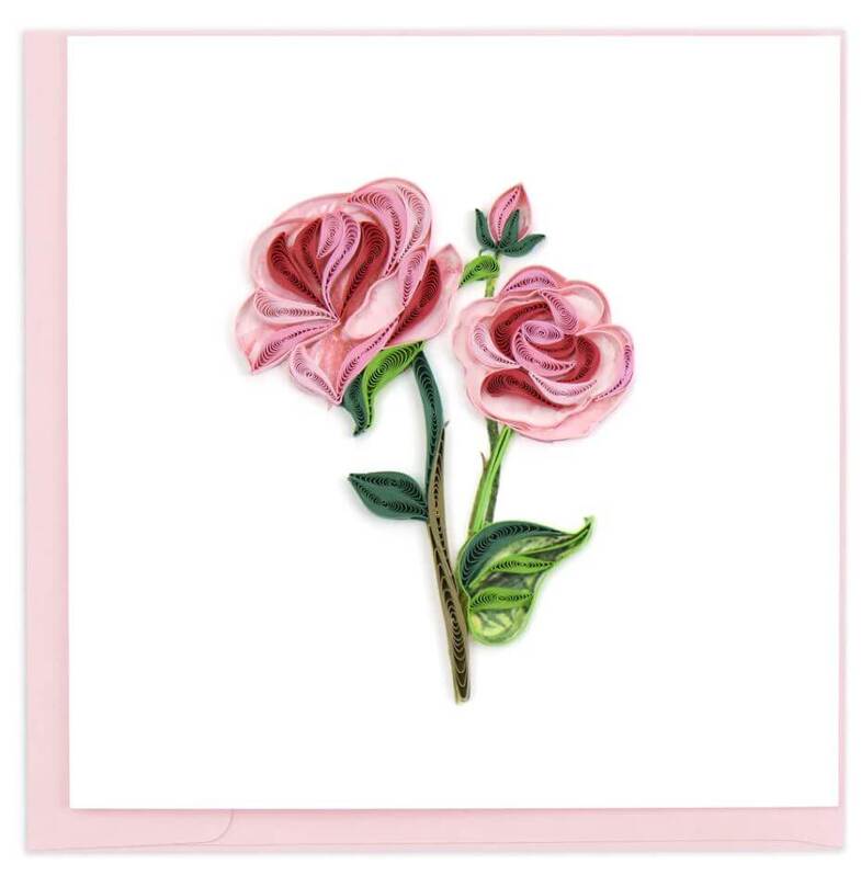 Quilling CardLong Stem Pink Roses • Heirloom Linens • Canadian Bedding ...