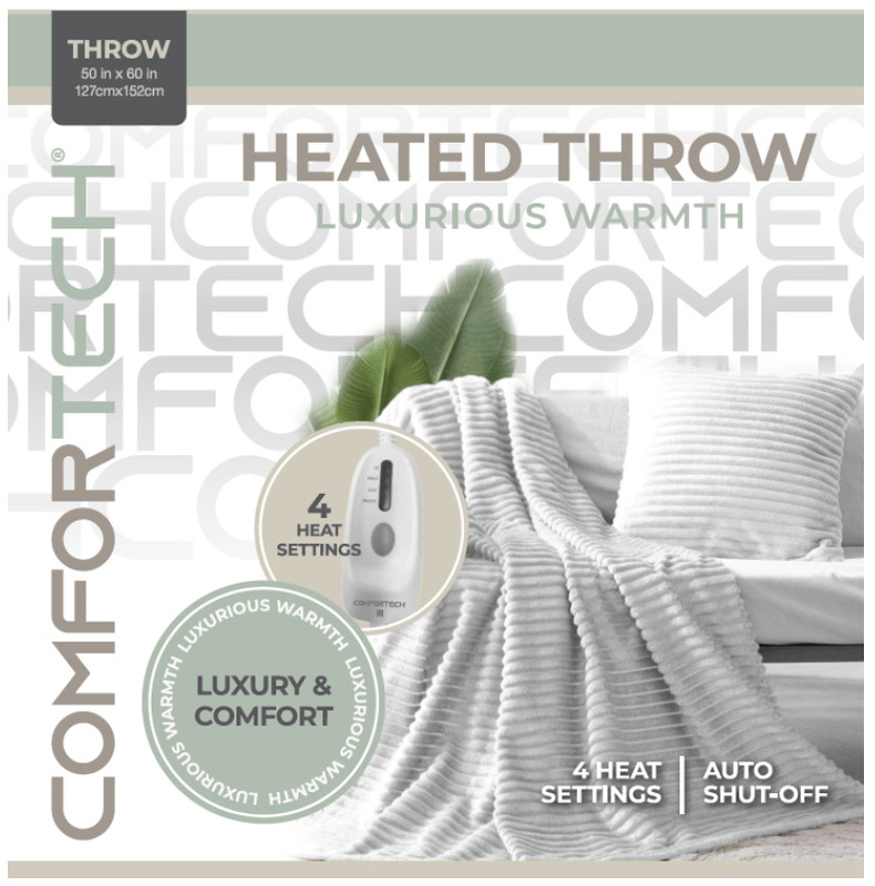 Comfortech Heated Throw • Heirloom Linens • Canadian Bedding in Victoria BC