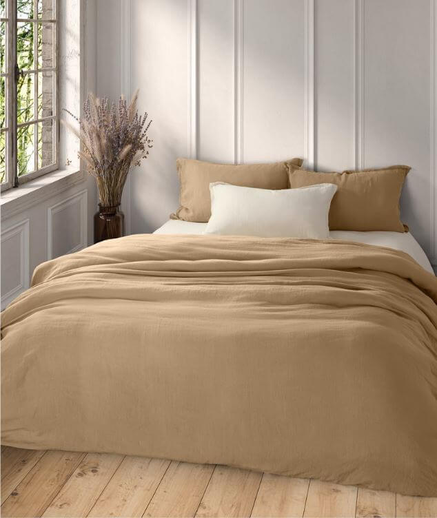 Lin Tan Linen Bedding by Brunelli • Heirloom Linens • Canadian Bedding
