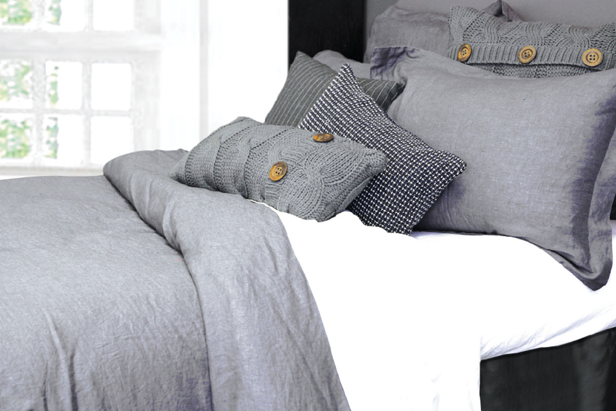 Linen Grey Bedding by Alamode • Heirloom Linens • Canadian