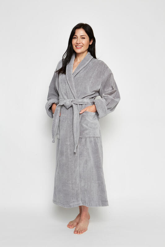 Grey Classic Terry Velour Robe • Heirloom Linens • Canadian Bedding in