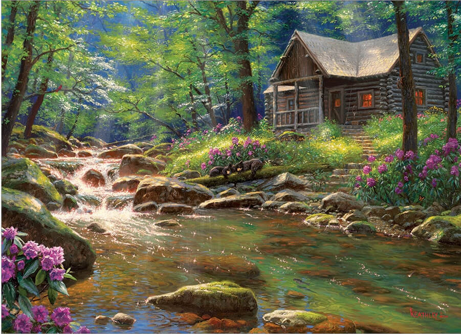Cobble Hill 1000 Piece Puzzle - Fishing Cabin Landscape (Includes Poster), 27" X 19" - View #8