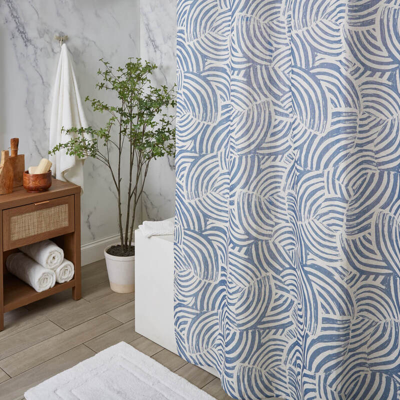 Zen Garden Fabric Shower Curtain • Heirloom Linens • Canadian Bedding in Victoria BC