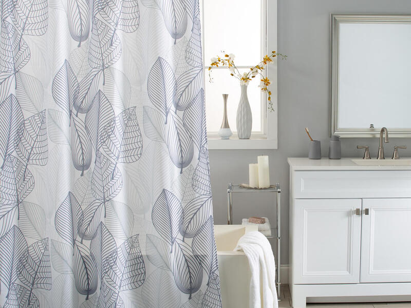 Grey Leaves Shower Curtain