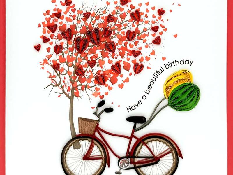 Bicycle Hearts Quilling Card