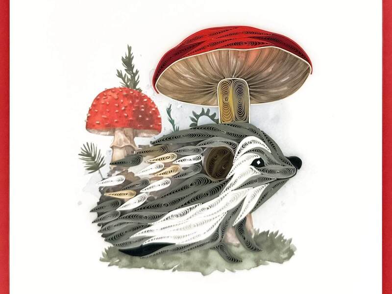 Hedgehog Mushroom Quilling Card
