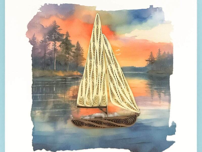 Sailboat on Lake Quilling Card