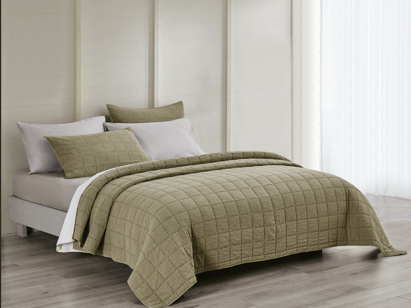 Squares Green Quilt by Daniadown 