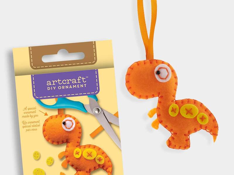 DIY Felt Ornament Kit Orange Dino