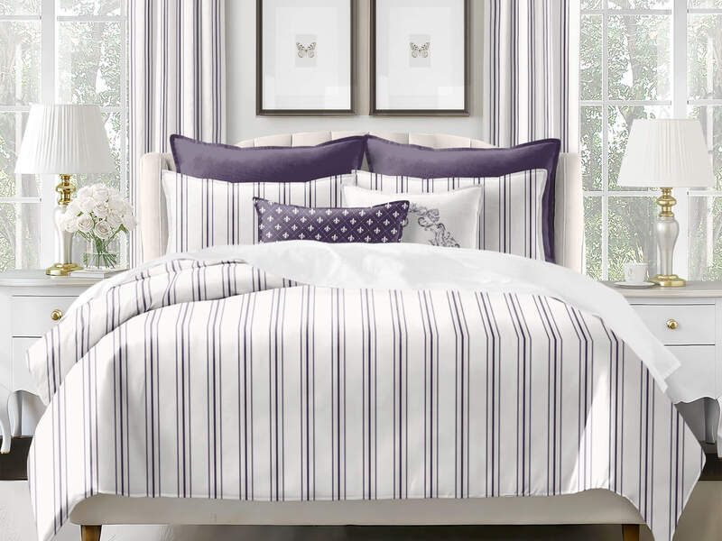 August Stripe Eggplant<br>Bedding by 6ix Tailors
