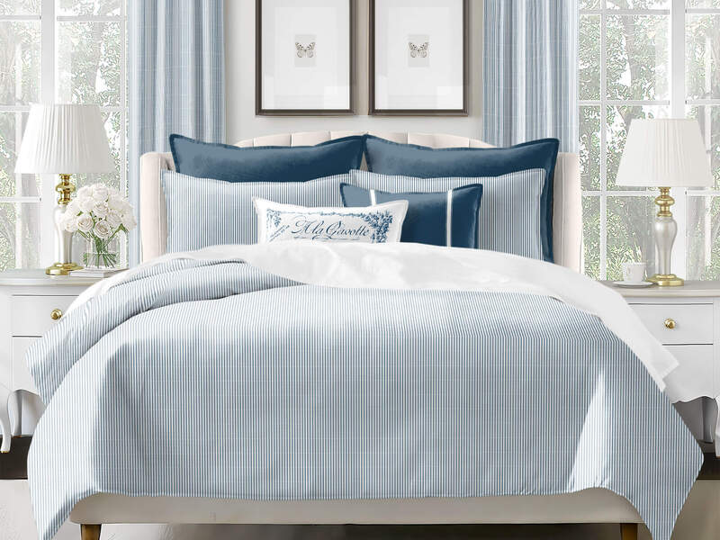 Jaxon Stripe Indigo<br>Bedding by 6ix Tailors