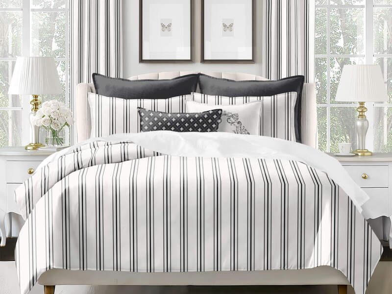 August Stripe Ebony<br>Bedding by 6ix Tailors