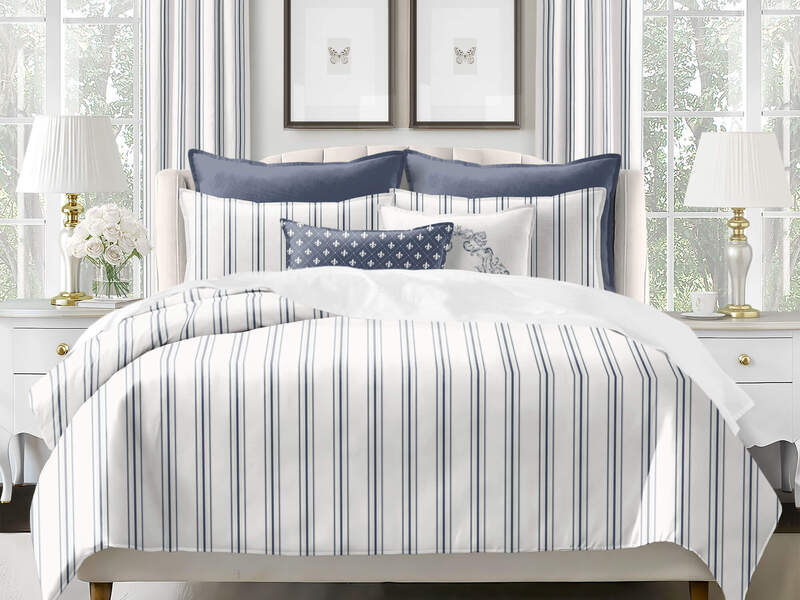 August Stripe Denim<br>Bedding by 6ix Tailors