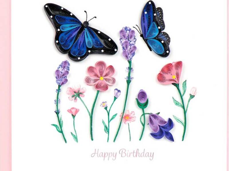 Quilling Card<br>Birthday Flowers/Butterflies