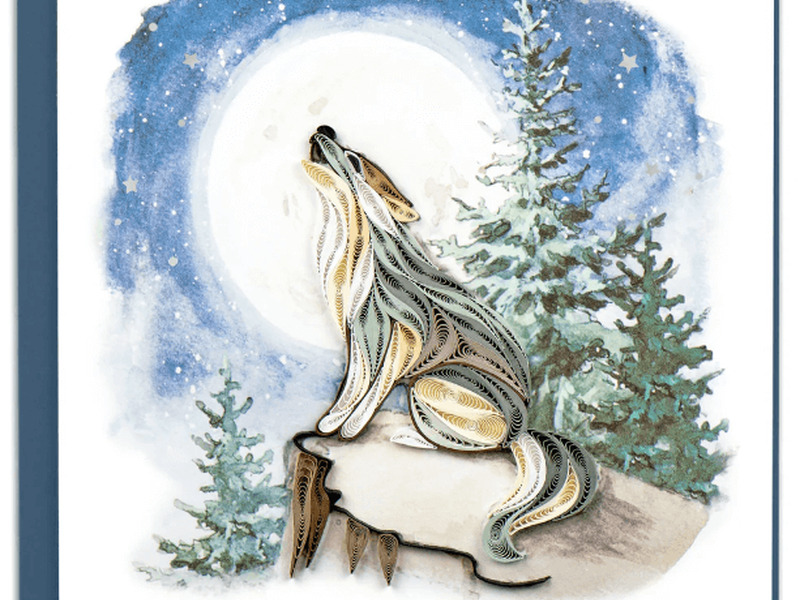 Quilling Card Howling Wolf