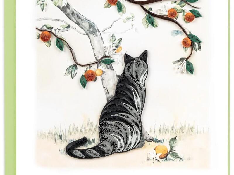 Quilling Card<br>Cat & Orange Branch