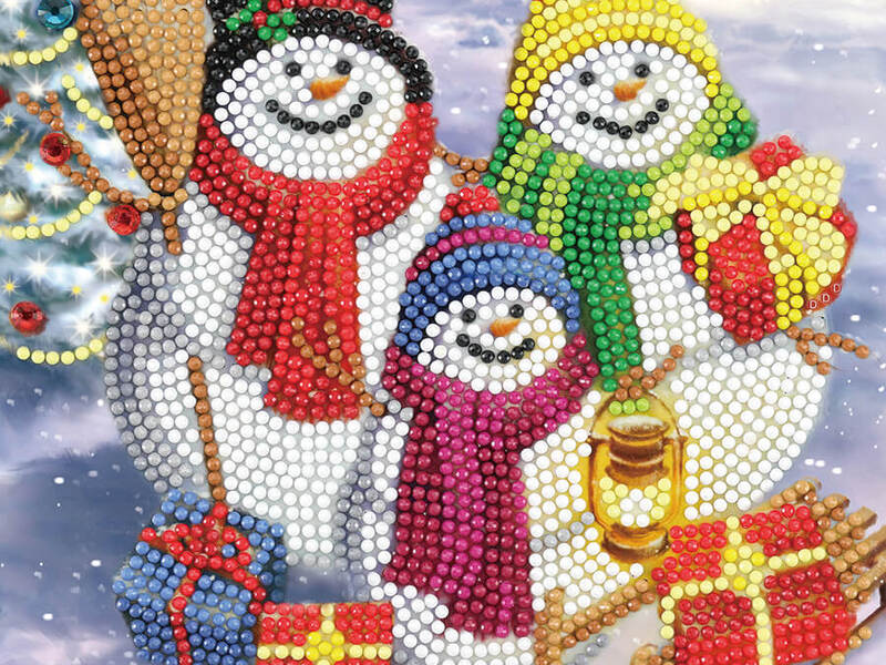 Crystal Art Card Kit Snowman Family