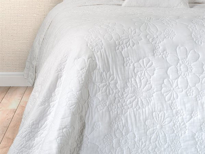 Flower White Stitched Quilt