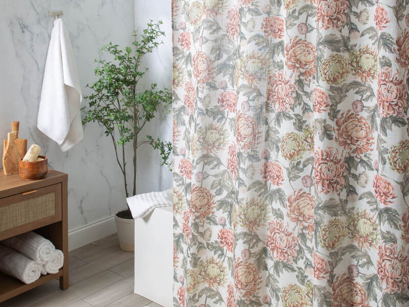 Fall Peony Fabric Shower Curtain