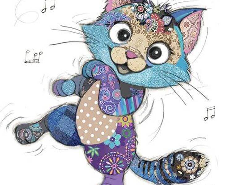 Musical Cat Bug Art Card
