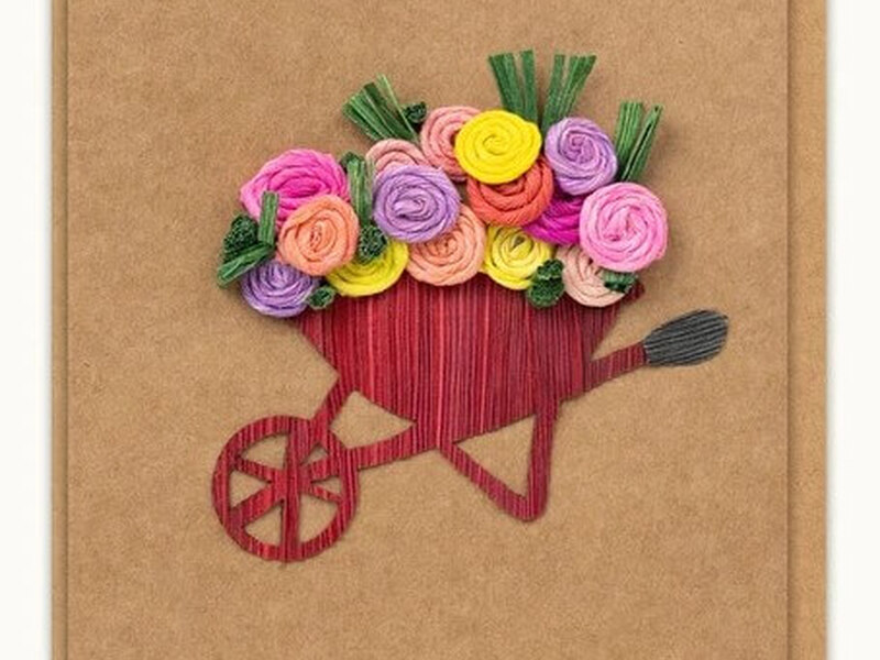 Wheelbarrow Garden Handmade Card