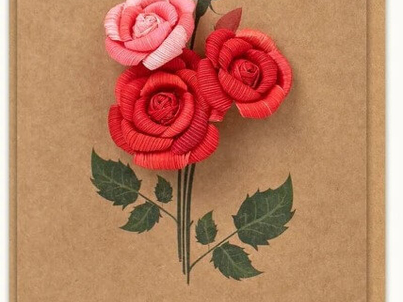 Love Red Roses Handmade Card