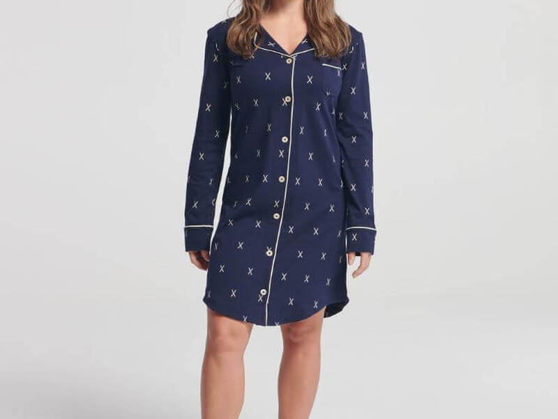 Navy Ski Stretch Jersey Nightdress