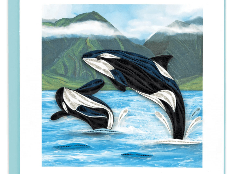 Quilling Card Orca Whales