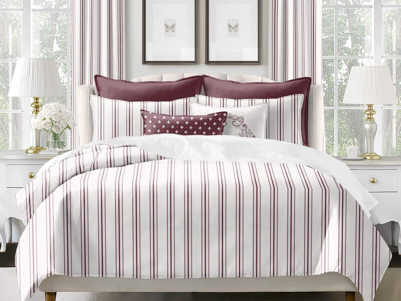 August Stripe Merlot<br>Bedding by 6ix Tailors