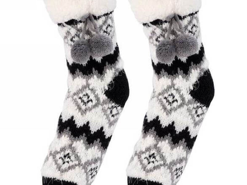 Black & Grey Pompom Socks