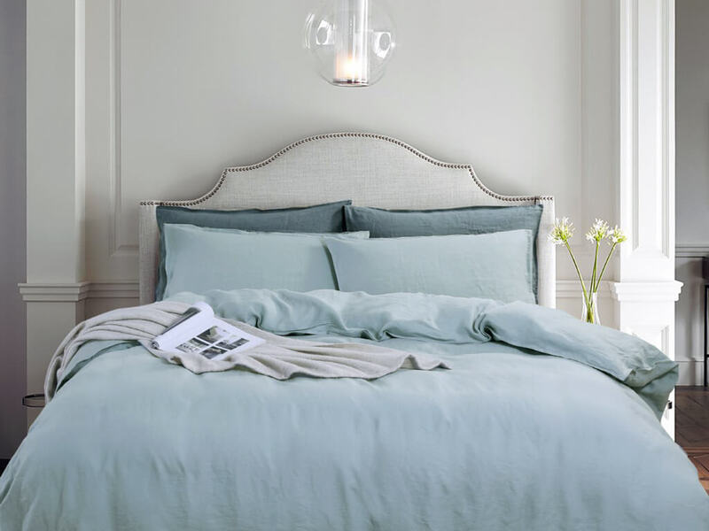 Soft Aqua Linen Bedding