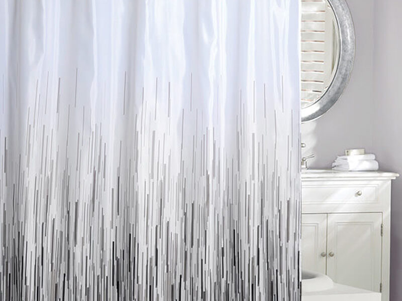 Greyscale Rain<br> Shower Curtain