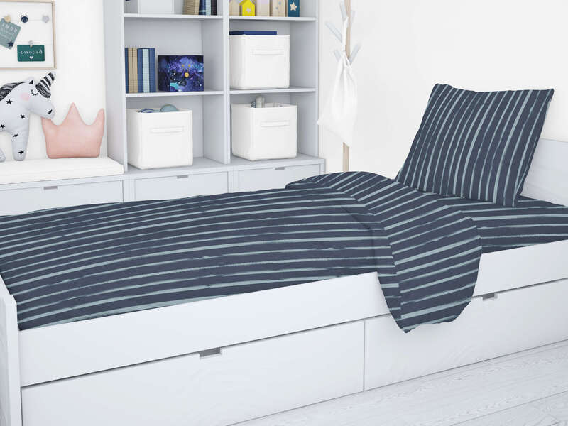 Navy Stripe Organic Sheet Set