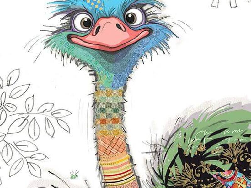 Oscar Ostrich Bug Art Card