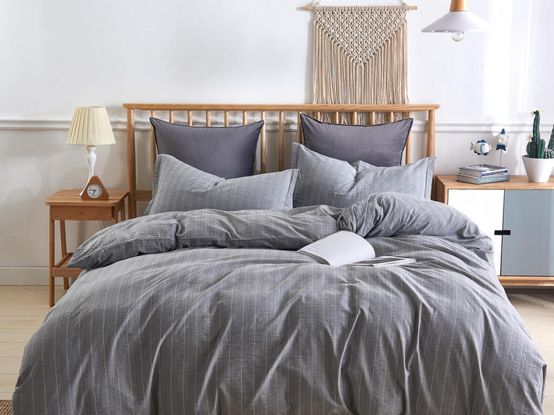 Pinstripe Grey Bedding by Daniadown • Heirloom Linens • Canadian Bedding in Victoria BC