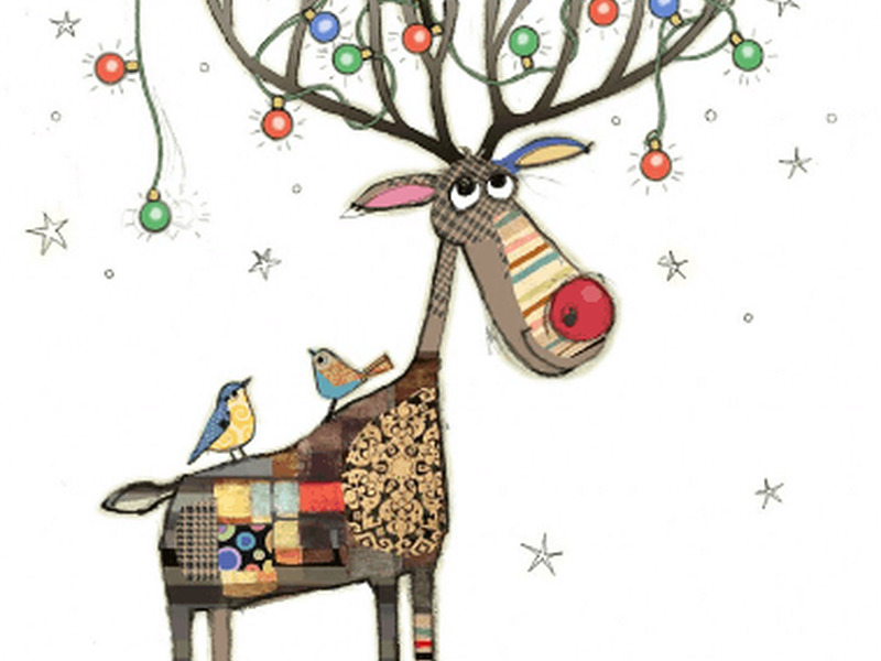 Deer Birds Xmas Card