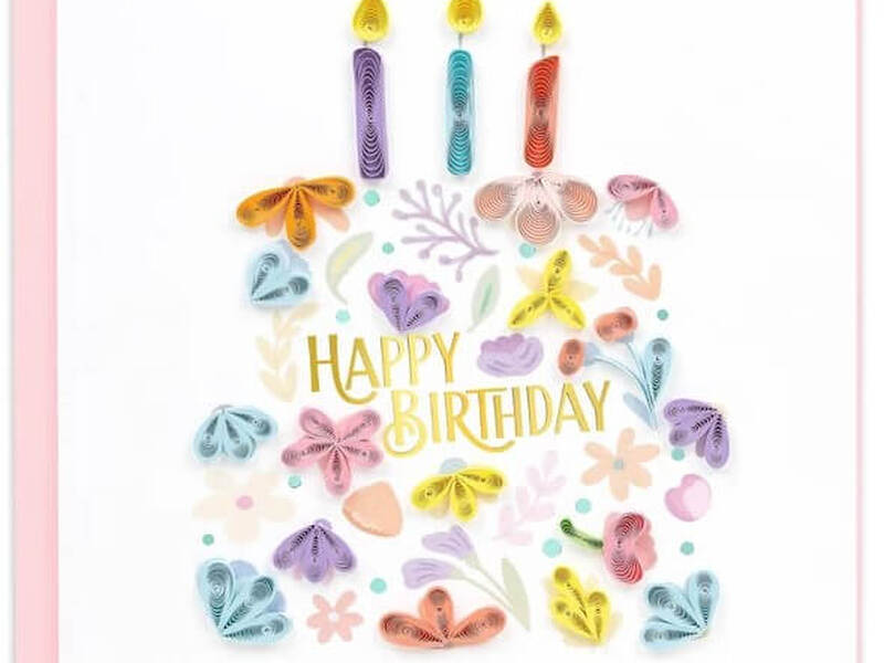 Floral Birthday Cake Quilling Card