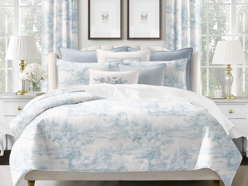 Rustic Cabin Toile Cornflower<br>Bedding by 6ix Tailors
