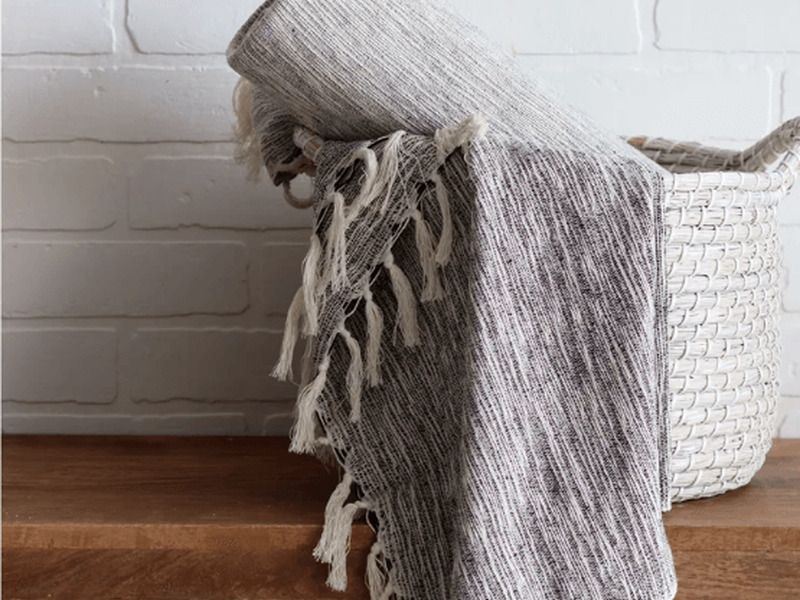 Black Slub Cotton Throw