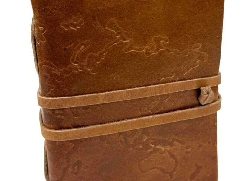 World Map Leather Journal