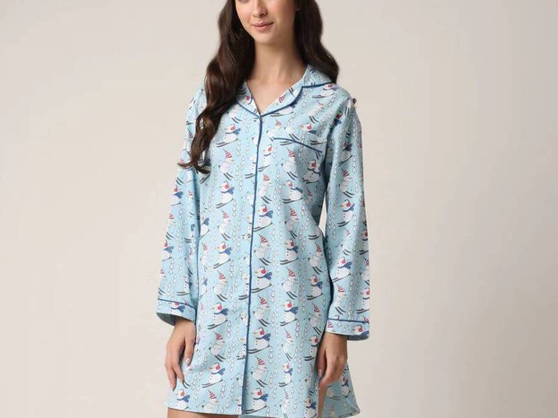 Snowman Ski Flannel Nightshirt