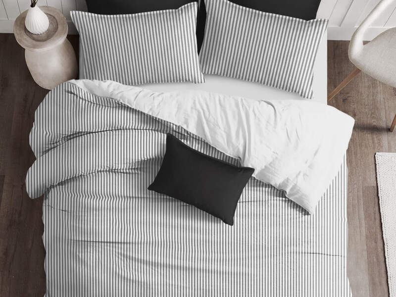 Cruz Ticking Stripes White/Black Bedding by 6ix Tailors