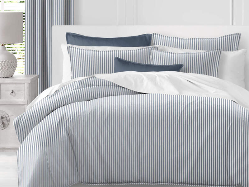 Cruz Ticking Stripes White/Navy Bedding by 6ix Tailors