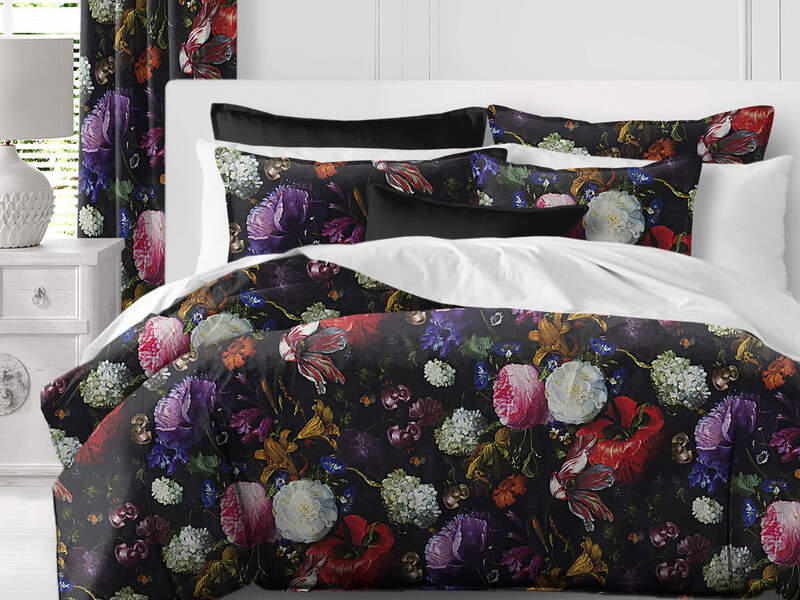 Crystal's Bouquet Black/Floral Bedding by 6ix Tailors