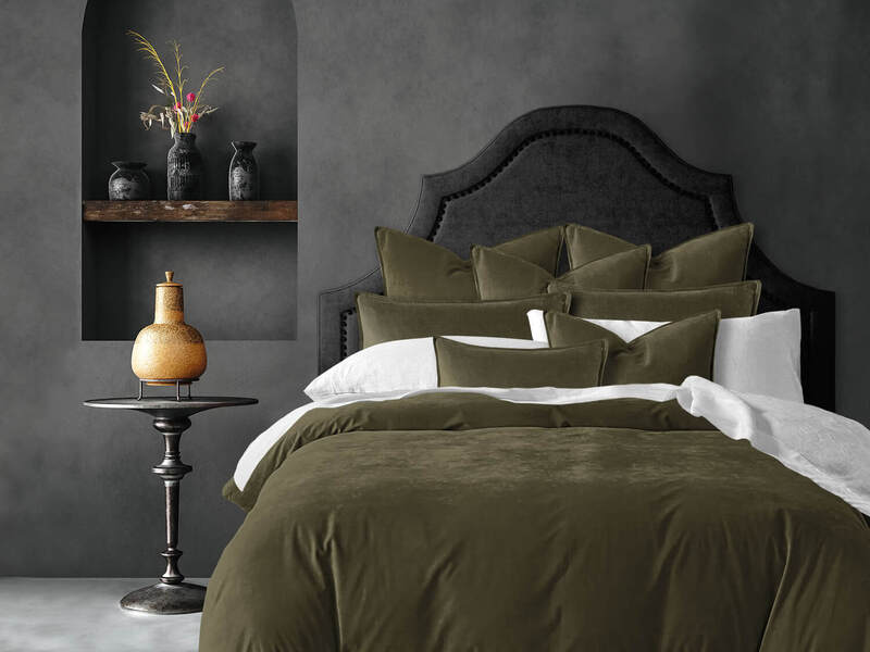 Cascade Velvet Olive<br>Bedding by 6ix Tailors
