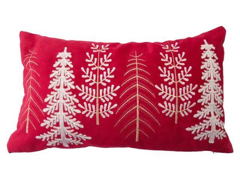 Embroidered Christmas Trees Cushion