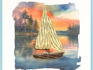 Sailboat on Lake Quilling Card