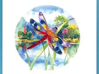 Dragonfly Pond Quilling Card