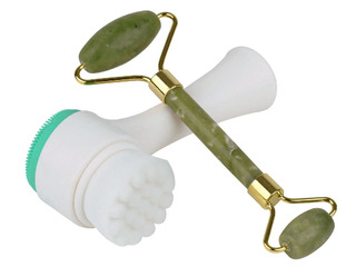 Jade Facial Roller & Cleansing Brush Set