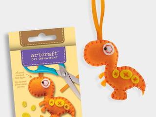 DIY Felt Ornament Kit Orange Dino